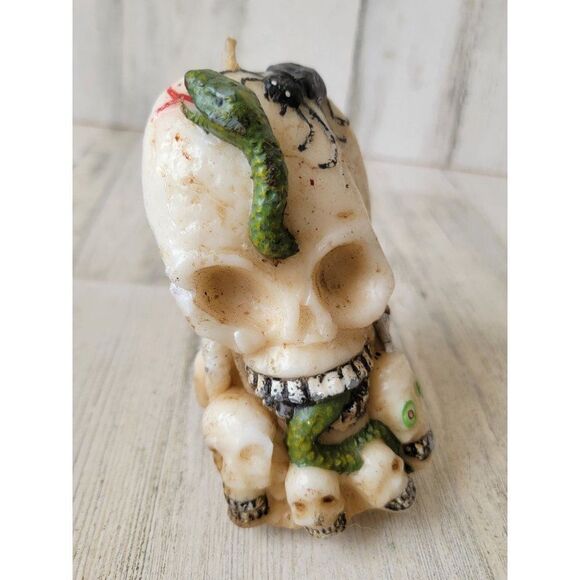 Halloween AS IS skull snake creepy prop spider candle home decor - Picture 2 of 11